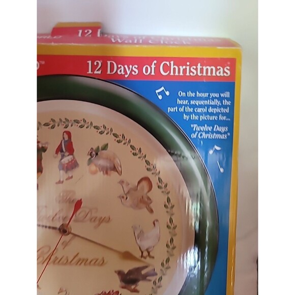12 Days of Christmas Musical Wall Clock Kurt Adler Santas Action World 1999 Test - Picture 6 of 13